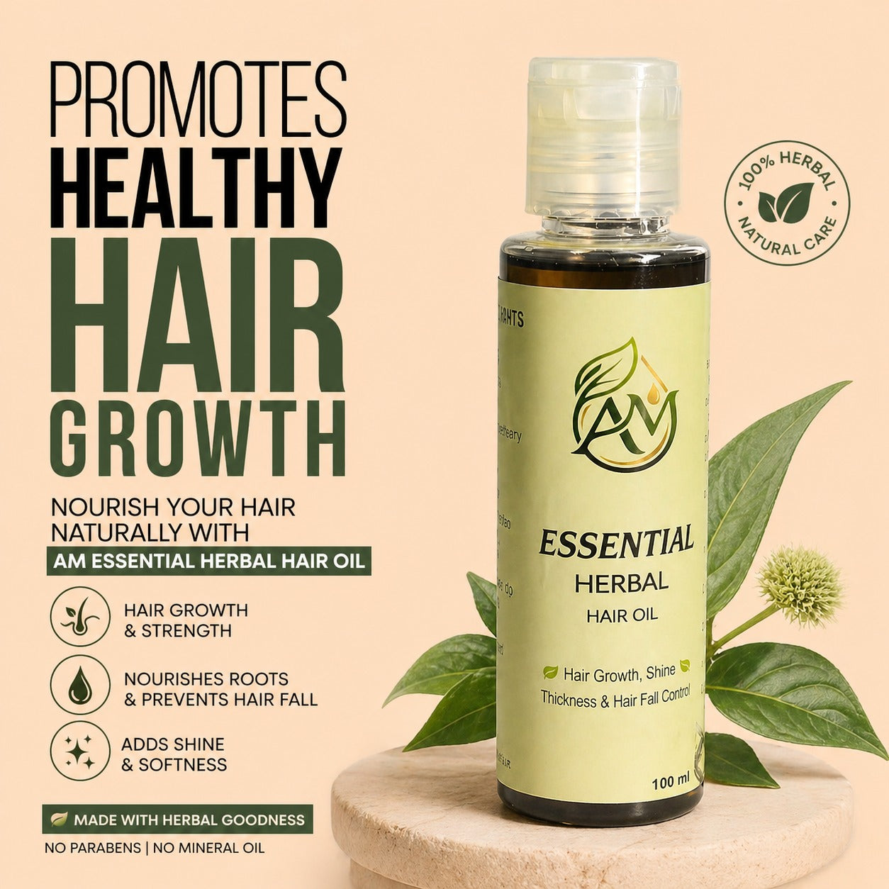AM Essential Herbal Hair Oil — 100ml